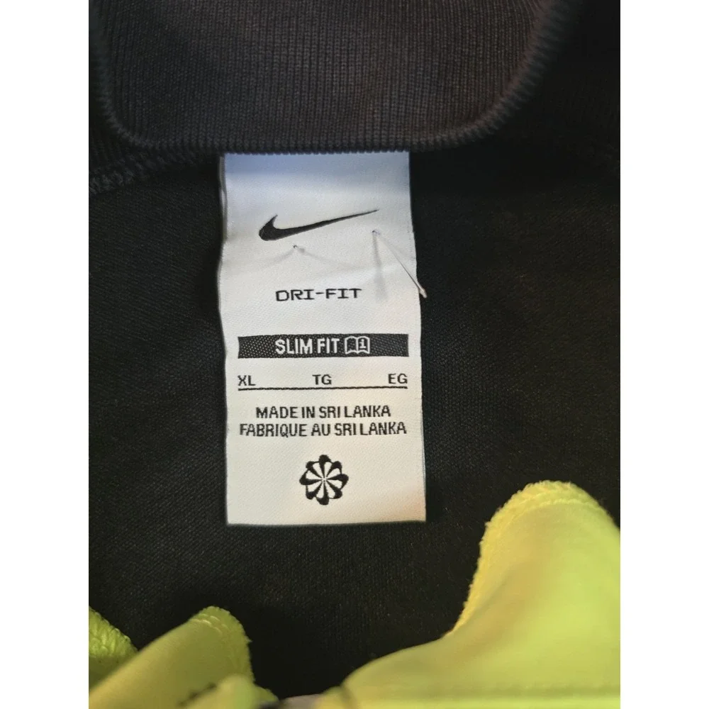 Nike Dri-FIT Slim Fit Men's Size XL Volt Colorblock Full Zip Track Jacket